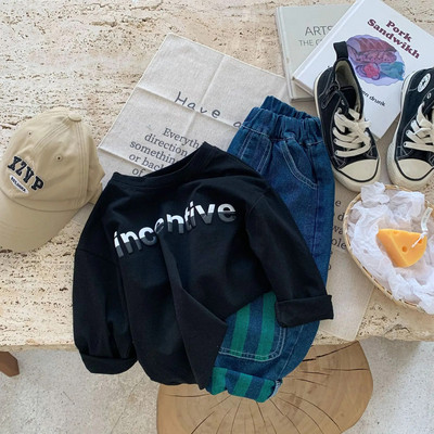 Laste T-särgid 2023 Sügis T-särk lastele Pikkade varrukatega Tüdrukutele Topid Poistele T-särgid 1–10-aastastele Koolibeebipluus Väikelaste ülerõivad