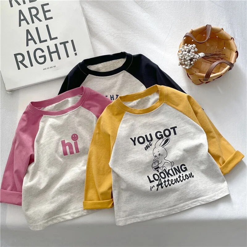 Laste T-särgid 2023 Sügis T-särk lastele Pikkade varrukatega Tüdrukutele Topid Poistele T-särgid 1–10-aastastele Koolibeebipluus Väikelaste ülerõivad