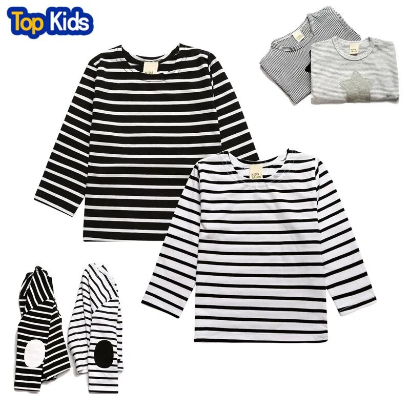 2022. gada jaunpienācējs pavasaris rudens bērnu apģērbs kokvilnas garām piedurknēm meiteņu drēbes svītrains T-krekls stilīga dizaina tīte meitenei