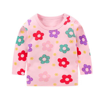 Детска тениска с дълъг ръкав за момичета, риза с цветя, детска пролет и зима, есен, тениска с дълги ръкави, карикатура, горнища за момичета