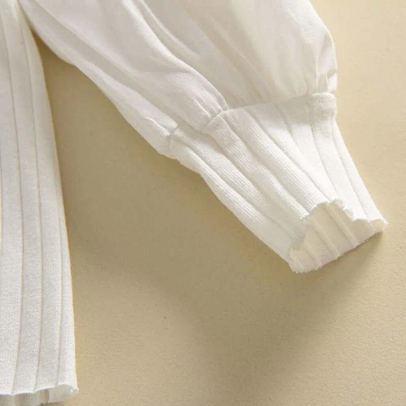 Lācis Vadonis Blūze Meitenes Puff ar garām piedurknēm Bērnu Meiteņu krekls Balta Blūze Topi Bērnu Apģērbi Mazuļi Toddler Skolas Princese