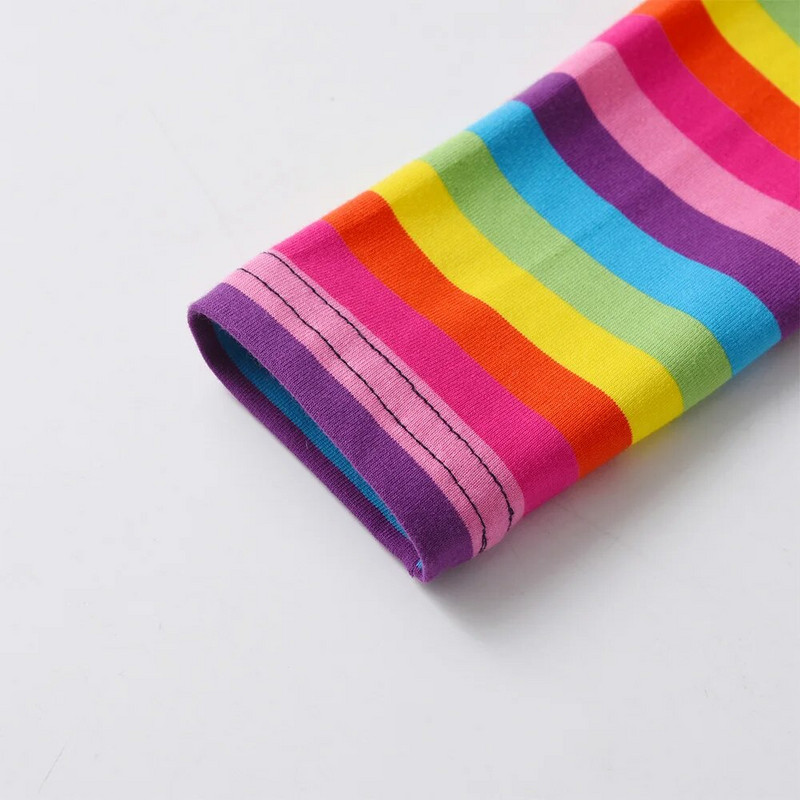 VIKITA Majica dugih rukava za djevojčice, dječje pamučne majice s apliciranim vilama, ležerne majice za djevojčice, majice s duginim prugama i O izrezom, dječja odjeća