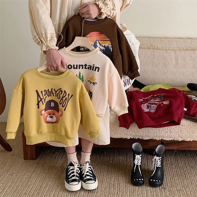 Ziemas bērnu sporta krekli un samta topi bērniem ar garām piedurknēm, džemperi, flīsa, meiteņu krekli, bērnu virsdrēbes