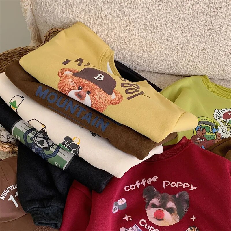 Ziemas bērnu sporta krekli un samta topi bērniem ar garām piedurknēm, džemperi, flīsa, meiteņu krekli, bērnu virsdrēbes