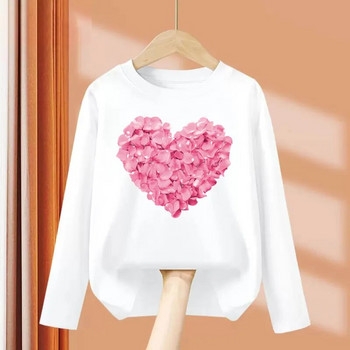 Παιδικά μακρυμάνικα μπλουζάκια σε σχήμα καρδιάς T-shirt για κορίτσια Ανοιξιάτικα φορέματα για πάρτι Παιδικά υπέροχα βαμβακερά μπλουζάκια