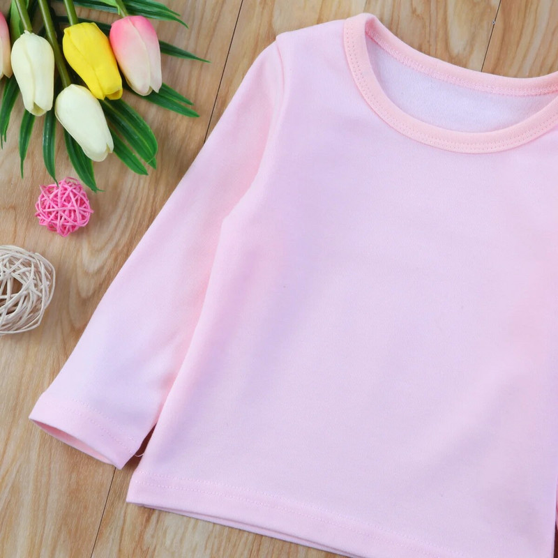 6 krāsas Modes masīvkokvilnas T krekls zīdaiņu zēnu meiteņu drēbes maziem bērniem jaundzimušajiem bērniem garām piedurknēm rudens T-krekls ziemas apakšveļa