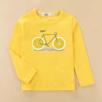 Aimi Lakana Ризи с дълъг ръкав Детска тениска Fruit Bicycle Boy Girls Cotton Tops Забавни велосипедни дрехи Пролет Есен Тениски 3T-14T