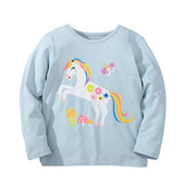 Meiteņu T krekli ar vienradža apdruku Pārdodu rudens pavasara mazuļu bērnu blūze ar garām piedurknēm bērnu kostīms