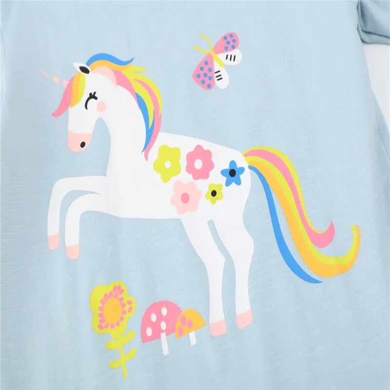 Meiteņu T krekli ar vienradža apdruku Pārdodu rudens pavasara mazuļu bērnu blūze ar garām piedurknēm bērnu kostīms