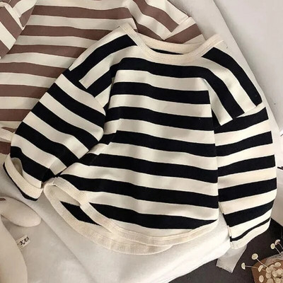 Modni korejski prugasti print Dječja odjeća za bebe Pamučne majice dugih rukava Majice dugih rukava za dječake i djevojčice Jesenski džemperi za bebe