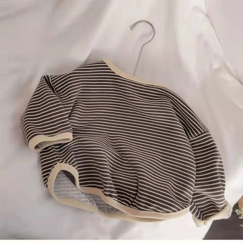 Modni korejski prugasti print Dječja odjeća za bebe Pamučne majice dugih rukava Majice dugih rukava za dječake i djevojčice Jesenski džemperi za bebe