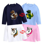 Dječja majica dugih rukava, pamuk, dječja majica sa šljokicama i dvostrukim rukavima, dječja odjeća 2-12 godina