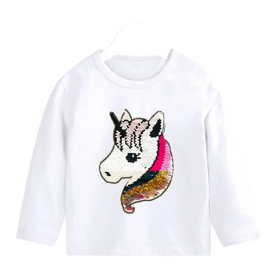 Dječja majica dugih rukava, pamuk, dječja majica sa šljokicama i dvostrukim rukavima, dječja odjeća 2-12 godina