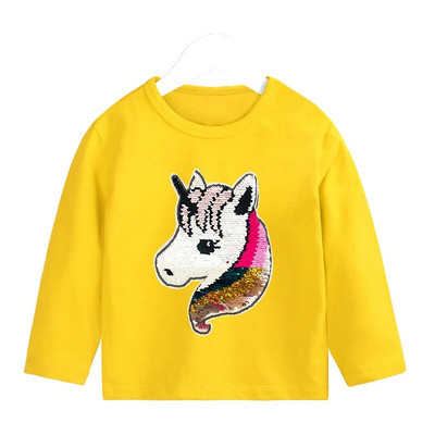 Dječja majica dugih rukava, pamuk, dječja majica sa šljokicama i dvostrukim rukavima, dječja odjeća 2-12 godina