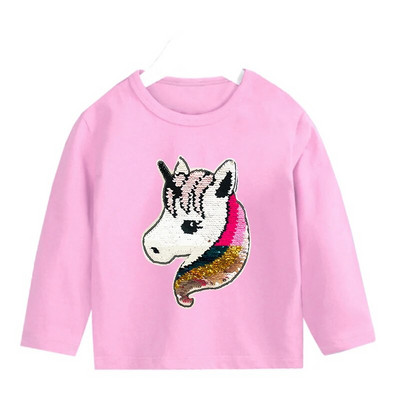 Dječja majica dugih rukava, pamuk, dječja majica sa šljokicama i dvostrukim rukavima, dječja odjeća 2-12 godina