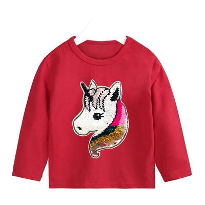 Dječja majica dugih rukava, pamuk, dječja majica sa šljokicama i dvostrukim rukavima, dječja odjeća 2-12 godina