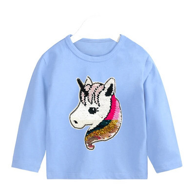 Dječja majica dugih rukava, pamuk, dječja majica sa šljokicama i dvostrukim rukavima, dječja odjeća 2-12 godina