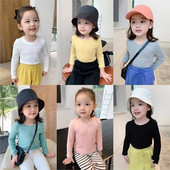 Rudens pavasara kokvilnas bērnu T-krekls Meiteņu T-krekli Garām piedurknēm Balts Krekls Bērnu Topi Zīdaiņu Apģērbi Vienkrāsains krekls