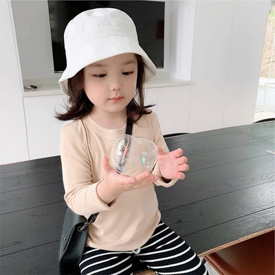 Rudens pavasara kokvilnas bērnu T-krekls Meiteņu T-krekli Garām piedurknēm Balts Krekls Bērnu Topi Zīdaiņu Apģērbi Vienkrāsains krekls