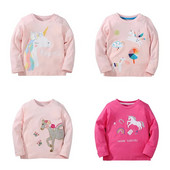 Bērnu pavasara apģērbs ar garām piedurknēm kokvilnas T krekli Meiteņu multfilmas ar zemeņu apdruku Bērnu T-krekli ar ziediem rudens topi