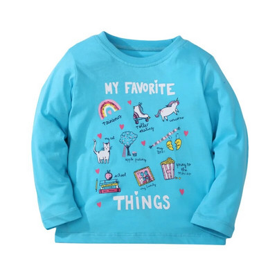 Bērnu pavasara apģērbs ar garām piedurknēm kokvilnas T krekli Meiteņu multfilmas ar zemeņu apdruku Bērnu T-krekli ar ziediem rudens topi