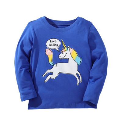 Bērnu pavasara apģērbs ar garām piedurknēm kokvilnas T krekli Meiteņu multfilmas ar zemeņu apdruku Bērnu T-krekli ar ziediem rudens topi