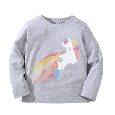 Bērnu pavasara apģērbs ar garām piedurknēm kokvilnas T krekli Meiteņu multfilmas ar zemeņu apdruku Bērnu T-krekli ar ziediem rudens topi