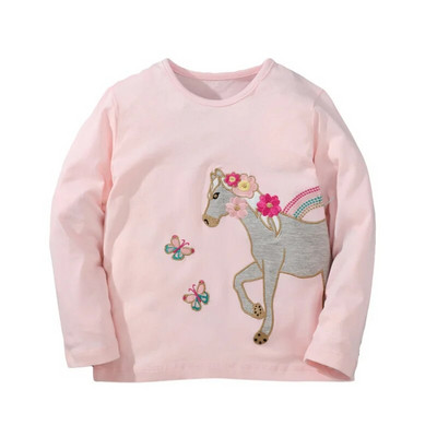 Bērnu pavasara apģērbs ar garām piedurknēm kokvilnas T krekli Meiteņu multfilmas ar zemeņu apdruku Bērnu T-krekli ar ziediem rudens topi