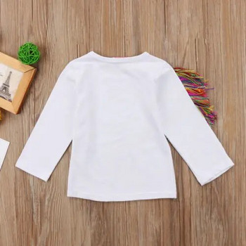 Toddler Παιδικά κορίτσια Unicorn Μπλούζες με ρούχα καλοκαιρινά μακρυμάνικα μπλουζάκια Ρούχα casual 1-6T