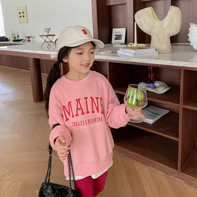 Modne majice za djevojčice Jesenske nove dječje majice dugih rukava Majice s o-izrezom s printom crtića Dječja trendi odjeća Majice za dječake