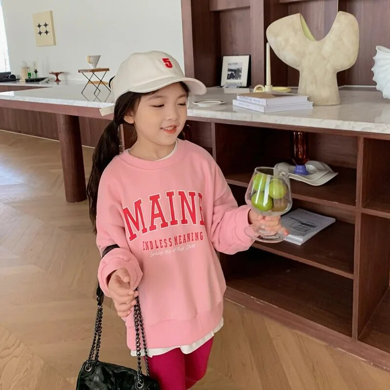 Modne majice za djevojčice Jesenske nove dječje majice dugih rukava Majice s o-izrezom s printom crtića Dječja trendi odjeća Majice za dječake