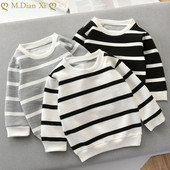 1-5 gadu pavasara-rudens T krekls, svītrains, garām piedurknēm, džemperi, bērnu apģērbi