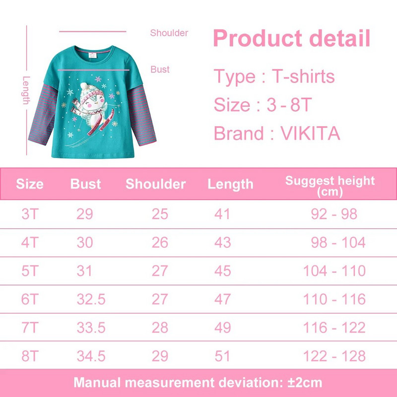 VIKITA Jesenska majica dugih rukava za djevojčice Božićni snjegović Dječja ležerna odjeća Majice za malu djecu Odjeća sa šljokicama Dječja odjeća