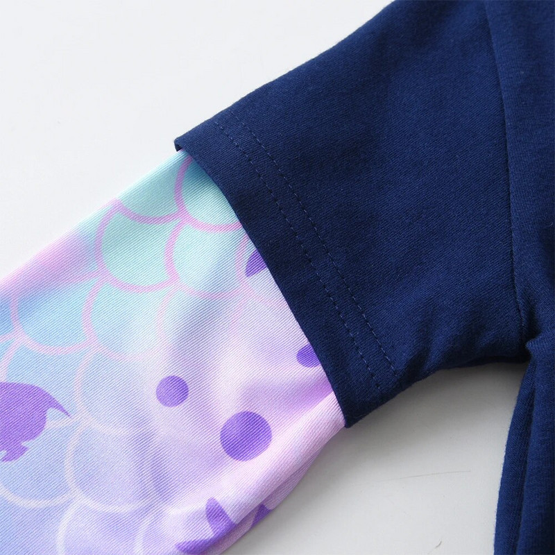 DXTON Proljetne jesenske majice kratkih rukava za djevojčice, dječje majice s printom, dječje majice s motivom sirene, pamučne majice za malu djecu 3-8 godina