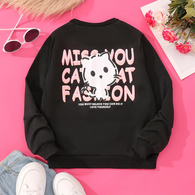 2023 Есенна тениска за голямо момиче Детски дрехи за момичета Топ с дълъг ръкав Карикатура Ежедневна памучна детска лятна риза 8 9 10 11 12 години