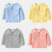 Novo ljeto 2023. 2-8 9 10 godina Dječja odjeća za bebe Jednobojni mekani pamučni pulover dugih rukava Osnovna majica kratkih rukava za dječake