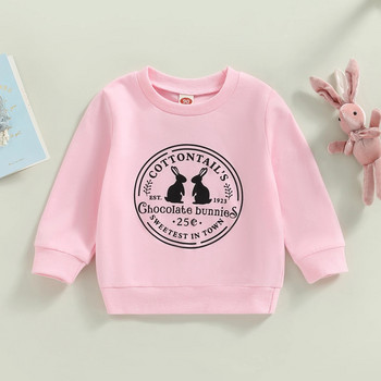 FOCUSNORM Πασχαλινά Παιδικά Κοριτσίστικα Αγόρια Φούτερ Μπλουζάκια 1-6Y Rabbit Letter print Μακρυμάνικα πουλόβερ