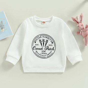 FOCUSNORM Πασχαλινά Παιδικά Κοριτσίστικα Αγόρια Φούτερ Μπλουζάκια 1-6Y Rabbit Letter print Μακρυμάνικα πουλόβερ