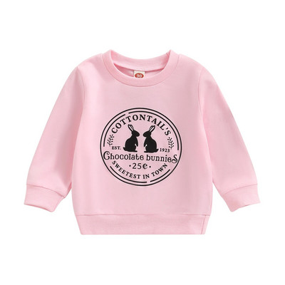 FOCUSNORM Lieldienu bērni, meitenes, zēni, sporta krekli T krekli 1-6 g. trusis ar burtu apdruku, džemperi ar garām piedurknēm