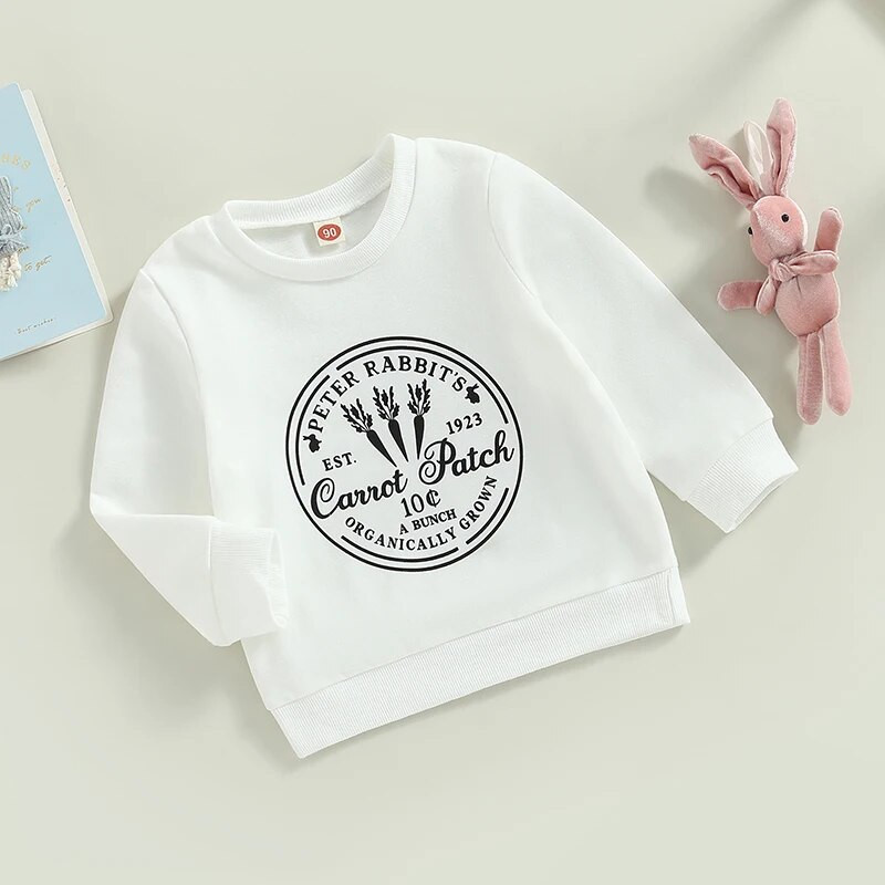 FOCUSNORM Lieldienu bērni, meitenes, zēni, sporta krekli T krekli 1-6 g. trusis ar burtu apdruku, džemperi ar garām piedurknēm