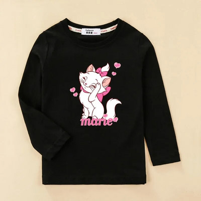 Aimi Lakana Kids Kitty Animal T-krekls meitenēm ar garām piedurknēm Topi Cute Cat Apģērbi Pavasara Rudens Kokvilnas T-krekli 3T-14T