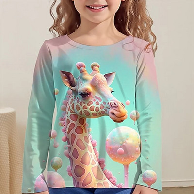 Kawaii odjeća za djevojčice Žirafa Mačka Papiga Zec Dječje majice za djevojčice Jesenska moda 2023. Dječje dizajnerske majice majica Životinje