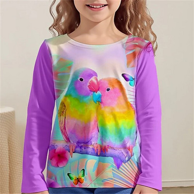 Kawaii odjeća za djevojčice Žirafa Mačka Papiga Zec Dječje majice za djevojčice Jesenska moda 2023. Dječje dizajnerske majice majica Životinje