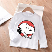 Snoopy pikkade varrukatega laste T-särk Kawaii trükitud Beebi T-särk Poisi Tüdrukule O Kaelusega Pullover Multifilm Väikelapse riided Sügis õhukesed topid