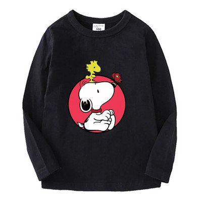 Snoopy pikkade varrukatega laste T-särk Kawaii trükitud Beebi T-särk Poisi Tüdrukule O Kaelusega Pullover Multifilm Väikelapse riided Sügis õhukesed topid
