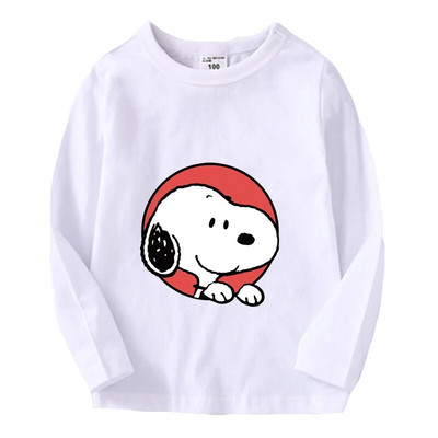 Snoopy pikkade varrukatega laste T-särk Kawaii trükitud Beebi T-särk Poisi Tüdrukule O Kaelusega Pullover Multifilm Väikelapse riided Sügis õhukesed topid