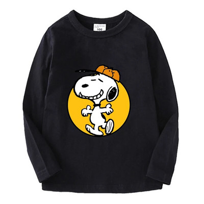 Snoopy pikkade varrukatega laste T-särk Kawaii trükitud Beebi T-särk Poisi Tüdrukule O Kaelusega Pullover Multifilm Väikelapse riided Sügis õhukesed topid