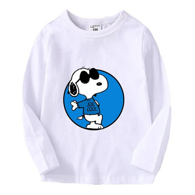 Snoopy pikkade varrukatega laste T-särk Kawaii trükitud Beebi T-särk Poisi Tüdrukule O Kaelusega Pullover Multifilm Väikelapse riided Sügis õhukesed topid