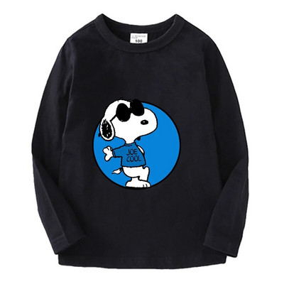 Snoopy pikkade varrukatega laste T-särk Kawaii trükitud Beebi T-särk Poisi Tüdrukule O Kaelusega Pullover Multifilm Väikelapse riided Sügis õhukesed topid
