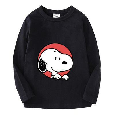 Snoopy pikkade varrukatega laste T-särk Kawaii trükitud Beebi T-särk Poisi Tüdrukule O Kaelusega Pullover Multifilm Väikelapse riided Sügis õhukesed topid
